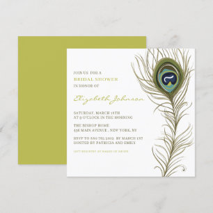 Elegant Peacock Feather  Vrijgezellenfeest Kaart