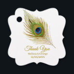 Elegant Peacock Feather Wedding Bedankt Bedankjes Labels<br><div class="desc">Mooie elegante vredestichtende bruiloft Dank je wel voor tag.</div>