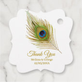 Elegant Peacock Feather Wedding Bedankt Bedankjes Labels (Achterkant)