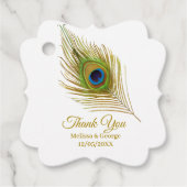 Elegant Peacock Feather Wedding Bedankt Bedankjes Labels (Voorkant)