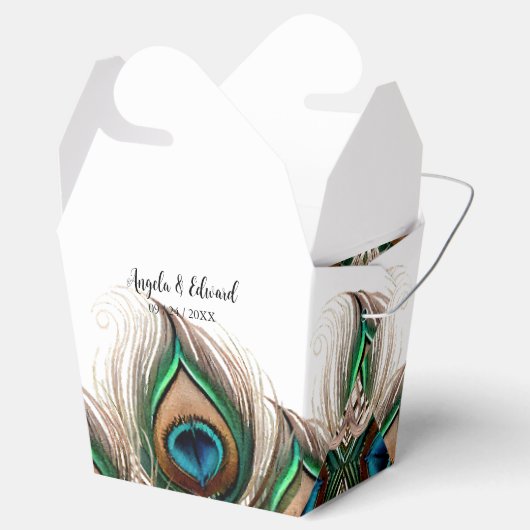 Elegant Peacock Feather Wedding Favor Box Bedankdoosjes (Geopend)