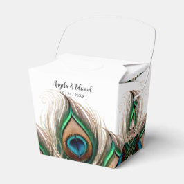 Elegant Peacock Feather Wedding Favor Box Bedankdoosjes