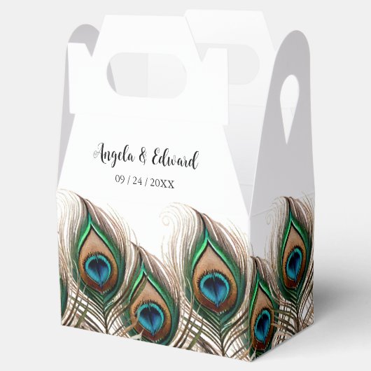Elegant Peacock Feather Wedding Favor Box Bedankdoosjes (Geopend)