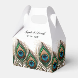Elegant Peacock Feather Wedding Favor Box Bedankdoosjes