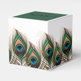 Elegant Peacock Feather Wedding Favor Box Bedankdoosjes