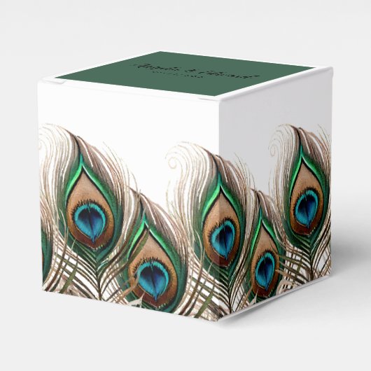Elegant Peacock Feather Wedding Favor Box Bedankdoosjes (Voorkant Zijde)