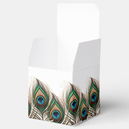 Elegant Peacock Feather Wedding Favor Box Bedankdoosjes (Geopend)