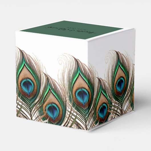 Elegant Peacock Feather Wedding Favor Box Bedankdoosjes (Achterkant)