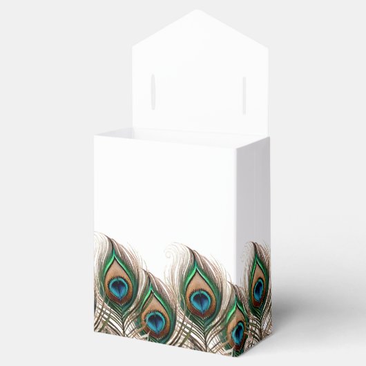 Elegant Peacock Feather Wedding Favor Box Bedankdoosjes (Geopend)