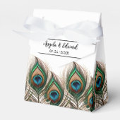 Elegant Peacock Feather Wedding Favor Box Bedankdoosjes (Voorkant Zijde)