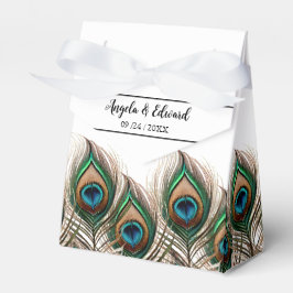 Elegant Peacock Feather Wedding Favor Box Bedankdoosjes