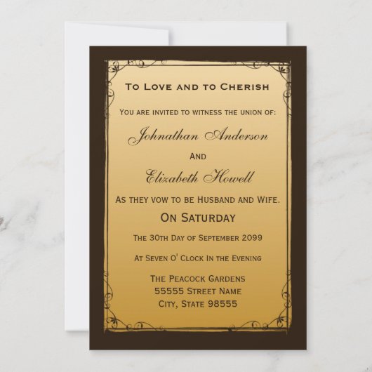 Elegant Peacock Feather Wedding Invitation Kaart (Achterkant)