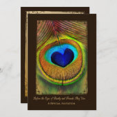 Elegant Peacock Feather Wedding Invitation Kaart (Voorkant / Achterkant)