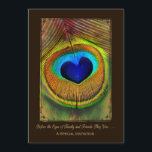 Elegant Peacock Feather Wedding Invitation Kaart<br><div class="desc">Een elegante pauw, de trouwuitnodiging met een prachtige foto van een romantische pauw met een koninklijk blauw oog, omgeven door een rijk bruin filigree lijst en subtiel goudschrift dat luidt: Voor de ogen van familie en vrienden die ze hebben gezworen. Pas de aanpasbare tekst aan op de achterkant van deze...</div>