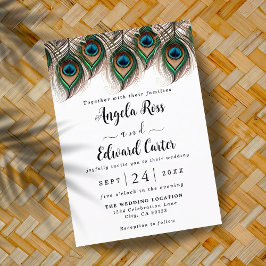 Elegant Peacock Feather Wedding Invitation Save The Date