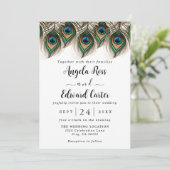 Elegant Peacock Feather Wedding Invitation Save The Date (Staand voorkant)