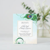 Elegant PEACOCK FEATHER Wedding Invite BUDGET (Staand voorkant)