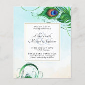 Elegant PEACOCK FEATHER Wedding Invite BUDGET (Voorkant)