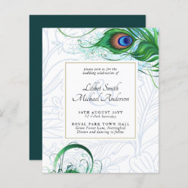 Elegant PEACOCK FEATHER Wedding Invite BUDGET