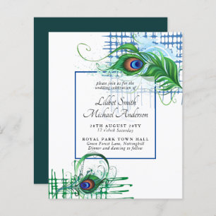 Elegant PEACOCK FEATHER Wedding Invite BUDGET
