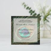 Elegant Peacock Feather Wedding Kaart (Staand voorkant)