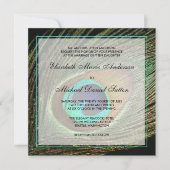 Elegant Peacock Feather Wedding Kaart (Voorkant)