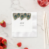 Elegant Peacock Feather Wedding Napkins Servet (Insitu)