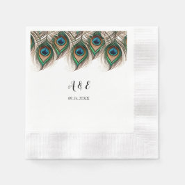 Elegant Peacock Feather Wedding Napkins Servet