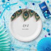 Elegant Peacock Feather Wedding Papieren Bordje (Feest)