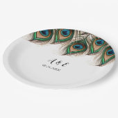 Elegant Peacock Feather Wedding Papieren Bordje (Gekanteld)