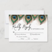 Elegant Peacock Feather Wedding RSVP Kaart (Voorkant)