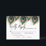 Elegant Peacock Feather Wedding RSVP Kaart<br><div class="desc">Elegant Peacock Feather Wedding RSVP Kaart</div>