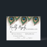 Elegant Peacock Feather Wedding RSVP Kaart<br><div class="desc">Elegant Peacock Feather Wedding RSVP Kaart</div>