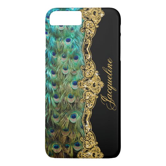Elegant Peacock Feathers  Baroque Rococo Case-Mate iPhone Case (Achterkant)