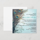 Elegant Peacock Feathers Birthday Party Invite Kaart (Voorkant / Achterkant)