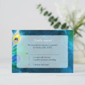Elegant Peacock Feathers Blue Wedding RSVP (Staand voorkant)