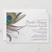 Elegant Peacock Feathers Bridal Shower Invitations Kaart (Voorkant)