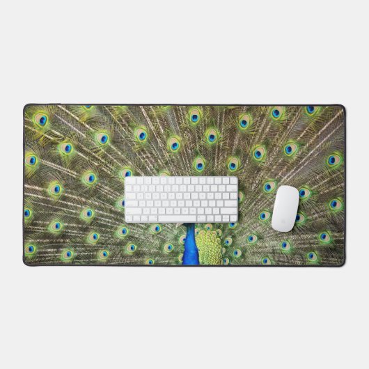Elegant Peacock Feathers Bureaumat (Keyboard & Muis)