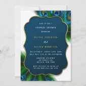 Elegant Peacock Feathers en Gold Couples Shower Kaart (Voorkant)