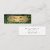 Elegant Peacock Feathers Faux Metallic Gold Mini Visitekaartje (Voorkant / Achterkant)