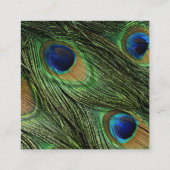 Elegant Peacock Feathers Faux Metallic Gold Vierkante Visitekaartje (Achterkant)