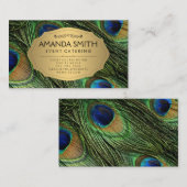 Elegant Peacock Feathers Faux Metallic Gold Visitekaartje (Voorkant / Achterkant)