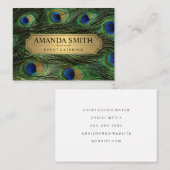 Elegant Peacock Feathers Faux Metallic Gold Visitekaartje (Voorkant / Achterkant)