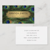 Elegant Peacock Feathers Faux Metallic Gold Visitekaartje (Voorkant / Achterkant)