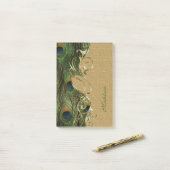 Elegant Peacock Feathers Gold Ornament Monogram Post-it® Notes (Op bureau)