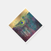 Elegant Peacock Feathers Jewel Scrolls Wedden Servet (Hoek)