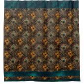 Elegant Peacock Feathers Metallic Blauwgroen Chic Douchegordijn (Voorkant)