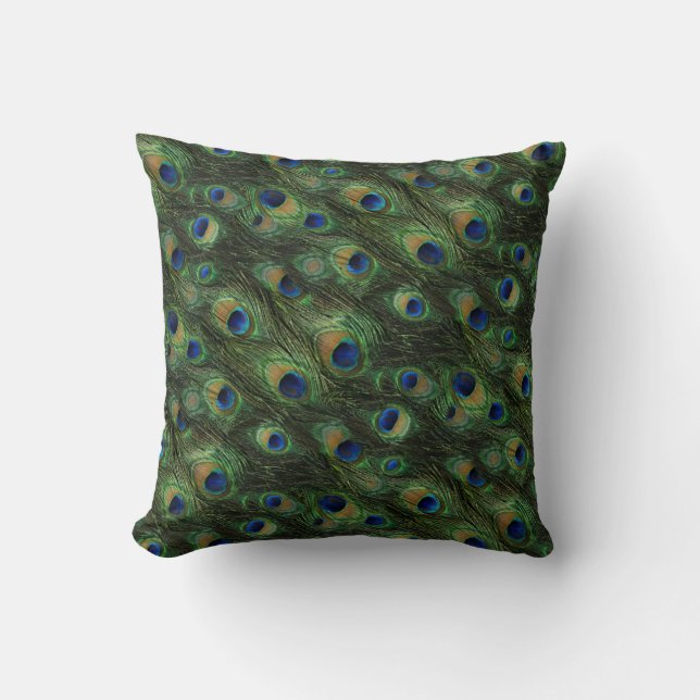 Elegant Peacock Feathers Pattern Pillow Kussen (Voorkant)