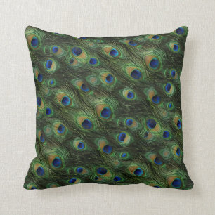 Elegant Peacock Feathers Pattern Pillow Kussen