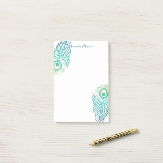Elegant Peacock Feathers Post-it Notes (Op bureau)